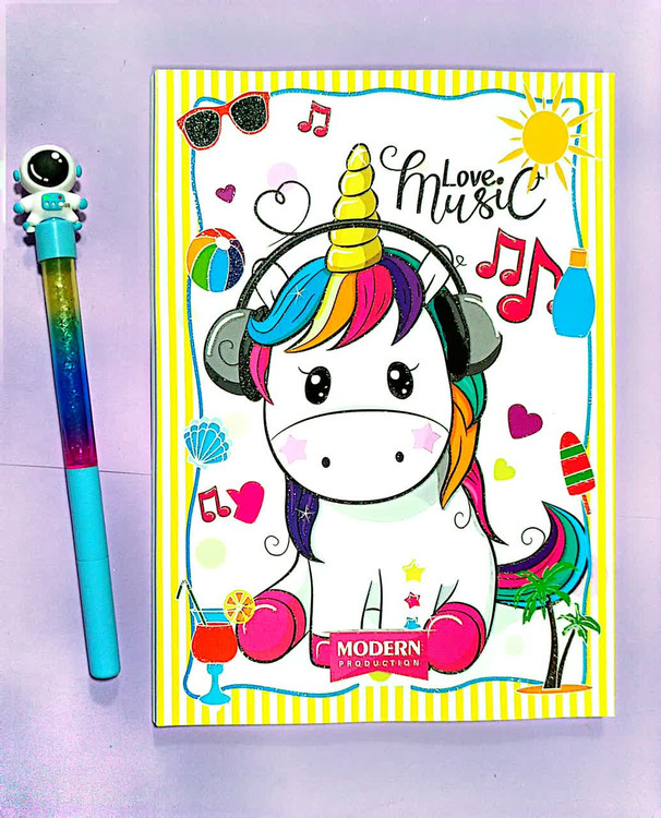 دفتر نقاشی طرح اسب تک شاخ