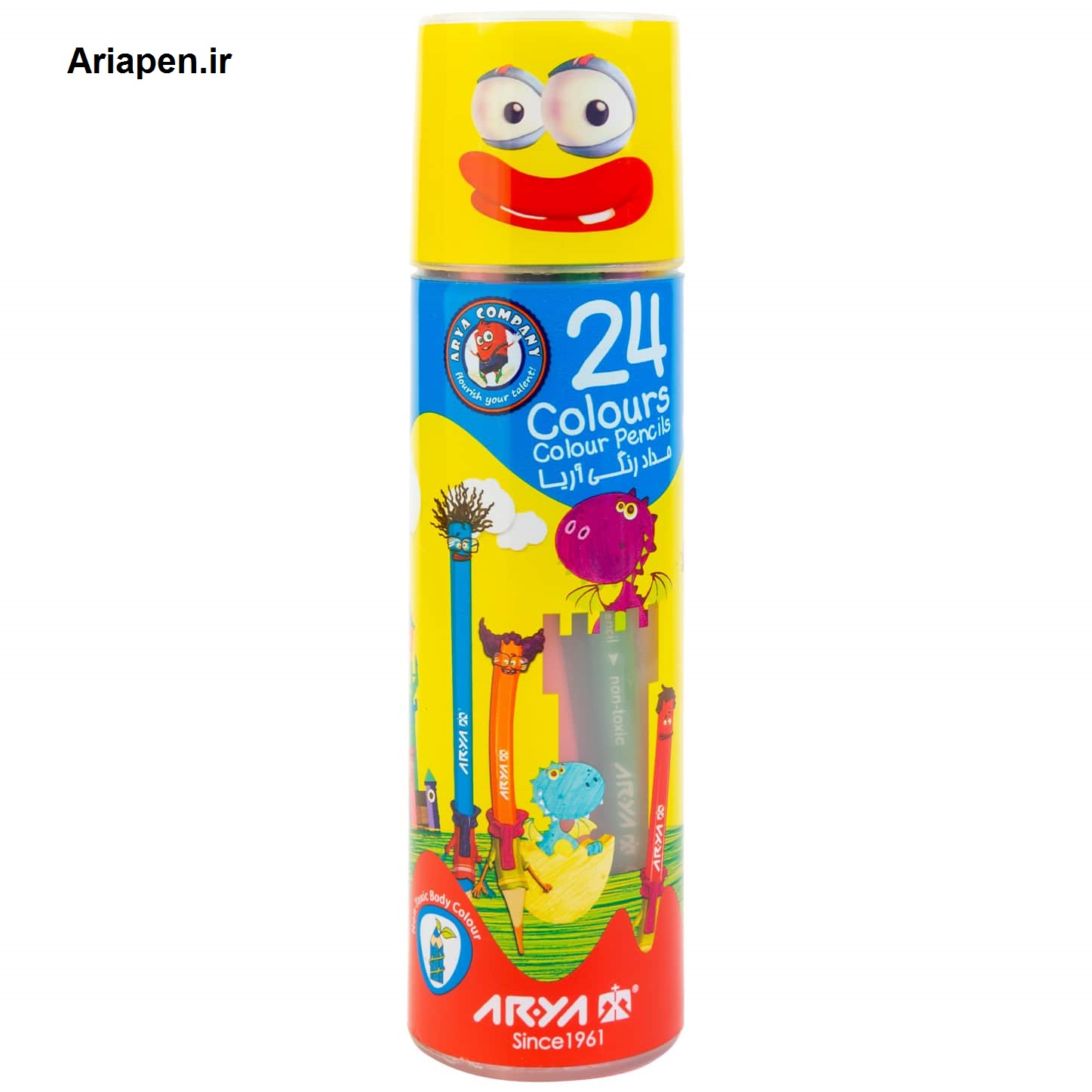 مداد رنگی 24 رنگ آریا استوانه ای