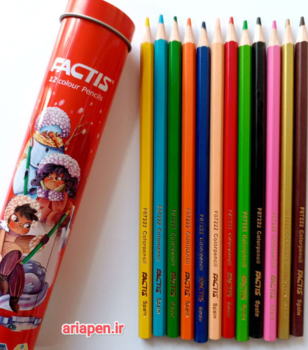 مداد رنگی 12 رنگ استوانه ای factis
